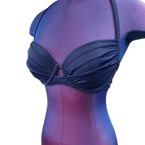 Victoria's Secret‎ Navy Ruched Bikini Swim Top Sz 34C Women's